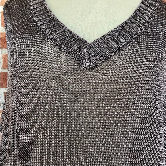 Vince Bronze Metallic Double V-Neck Sweater - Picture 7 of 10